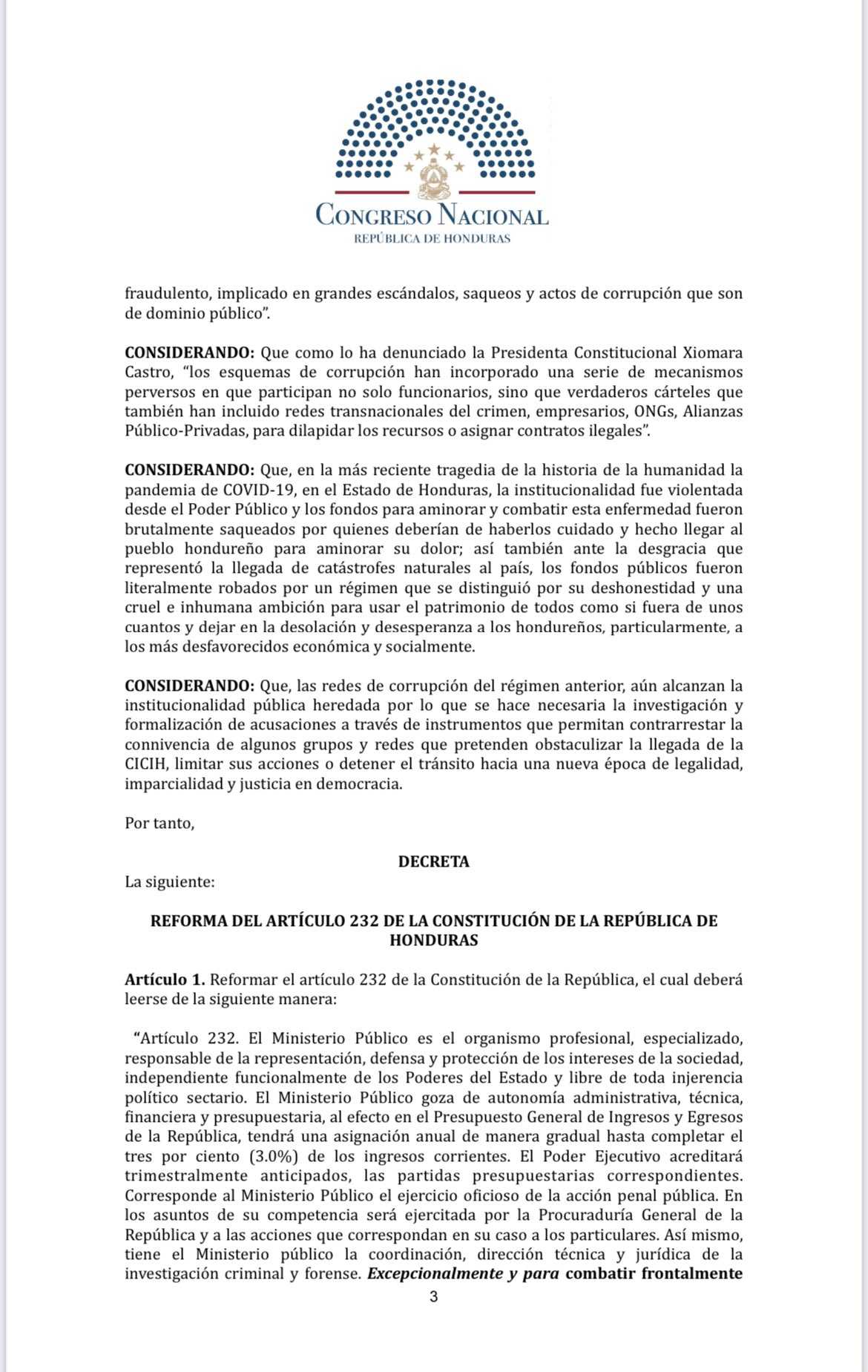 Presentan proyecto  para darle facultades a la CICIH